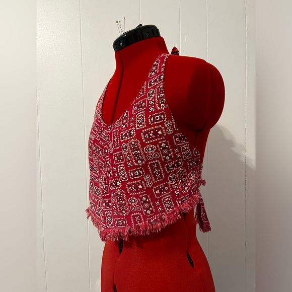 Western Halter Crop Top Bandana Print Boho Chic Upcycled - Picture 3 of 5